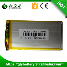 A bateria do polímero do lítio da bateria 457296 3.7V 3600mAh do Li-polímero faz em China